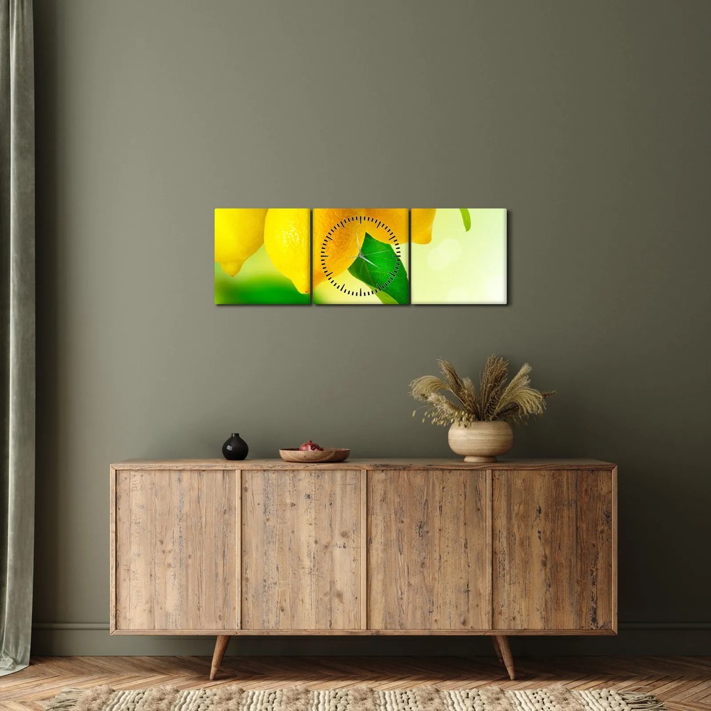 Obraz cytryn (z zegarem) (90x30 cm)