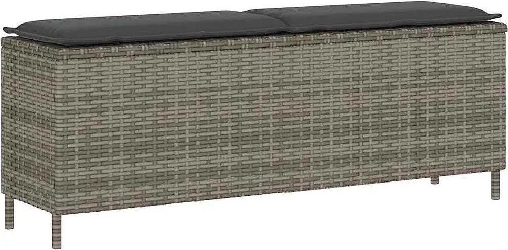 Ławka ogrodowa z szarym poduszka 110x30x40,5 cm z plecionej żywicy - Wygodna i trwała