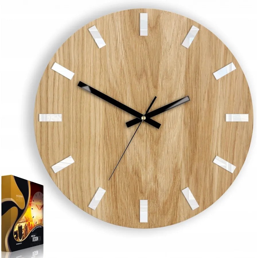 Zegar na ścianę nowoczesny drewniany z cichym mechanizmem okrągły solidny