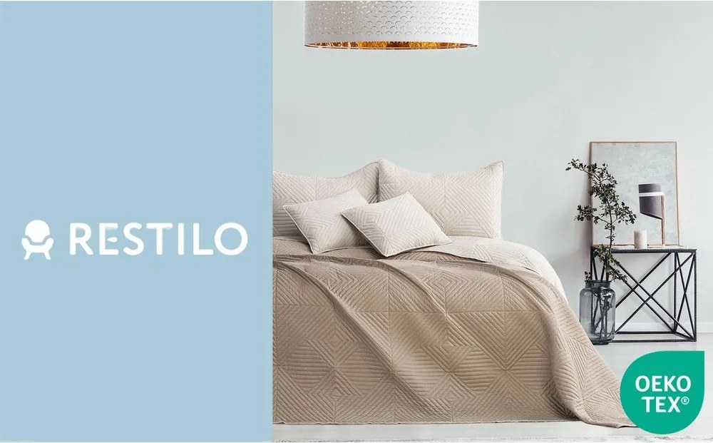 Beżowa narzuta pikowana z mikrowłókna 220x240 cm Softa – Restilo