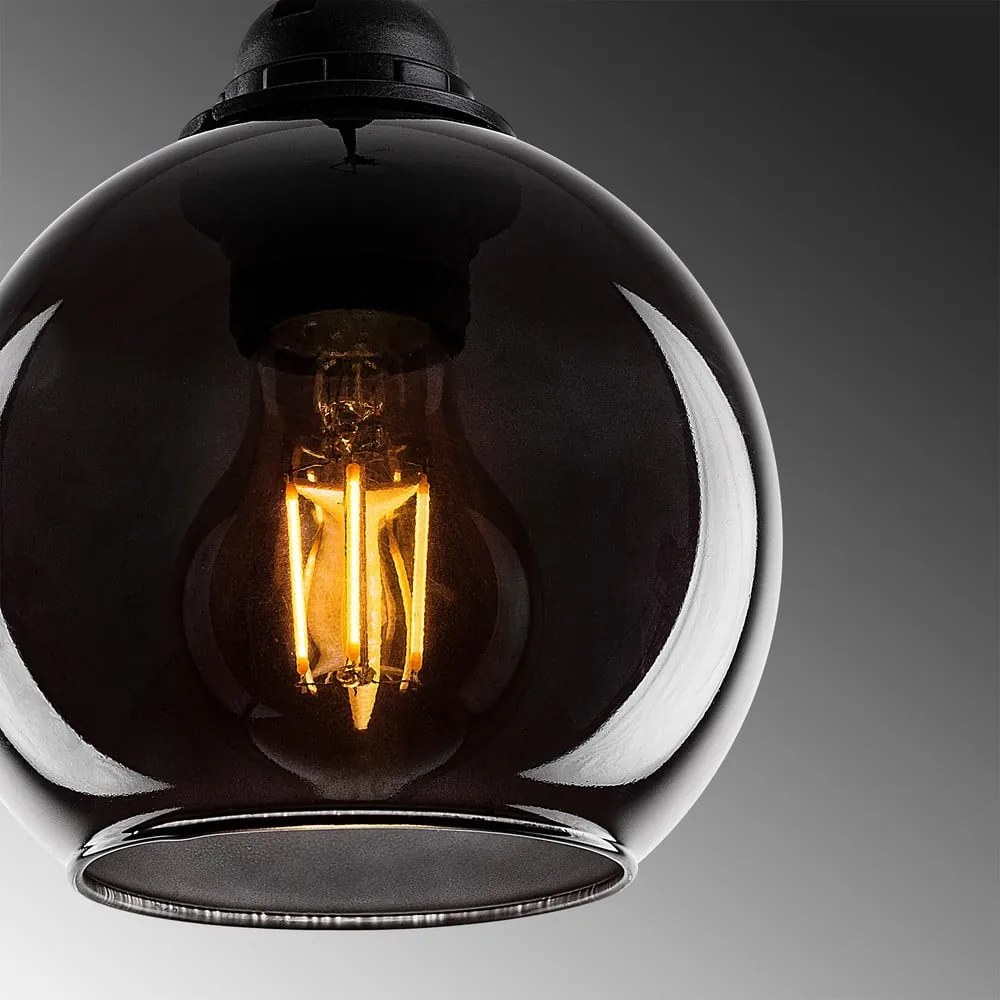 Czarna lampa wisząca ze szklanym kloszem ø 15 cm Smoked – Opviq lights