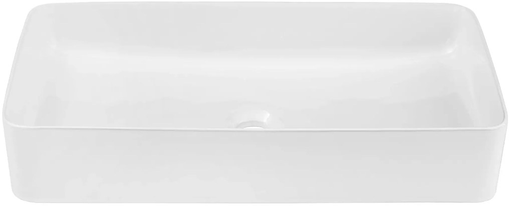 Biała prostokątna ceramiczna umywalka nablatowa A4-P90