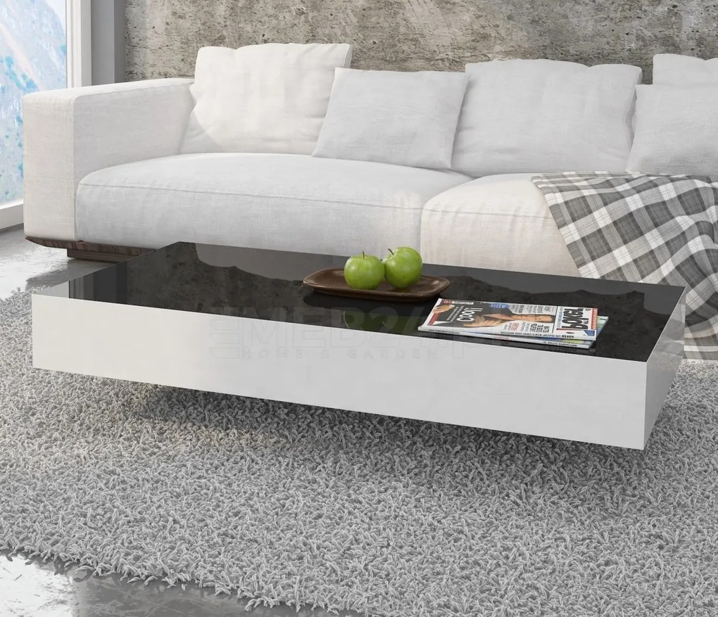 Niski stolik kawowy Pixel 90x60 cm, kolor czarno-biały połysk