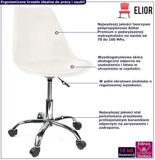 Krzesło do biurka białe - Tunier 3X