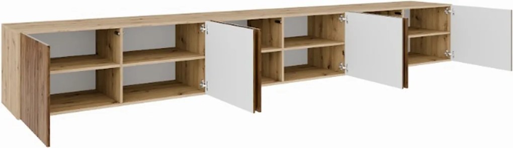 Szafka RTV wisząca VAREN 300 cm do Salonu pod Telewizor - Dąb artisan