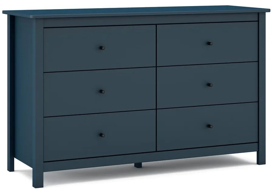 Ciemnoniebieska niska komoda z drewna sosnowego 130x80 cm Misti – Marckeric
