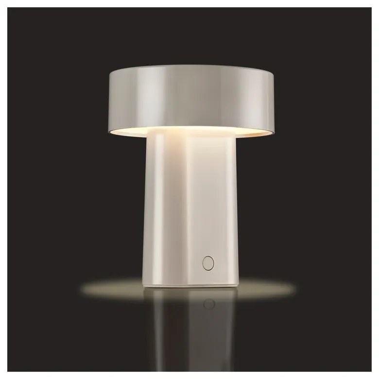 Szarobeżowa plastikowa lampa stołowa LED (wysokość 18 cm) Oblong – Zone