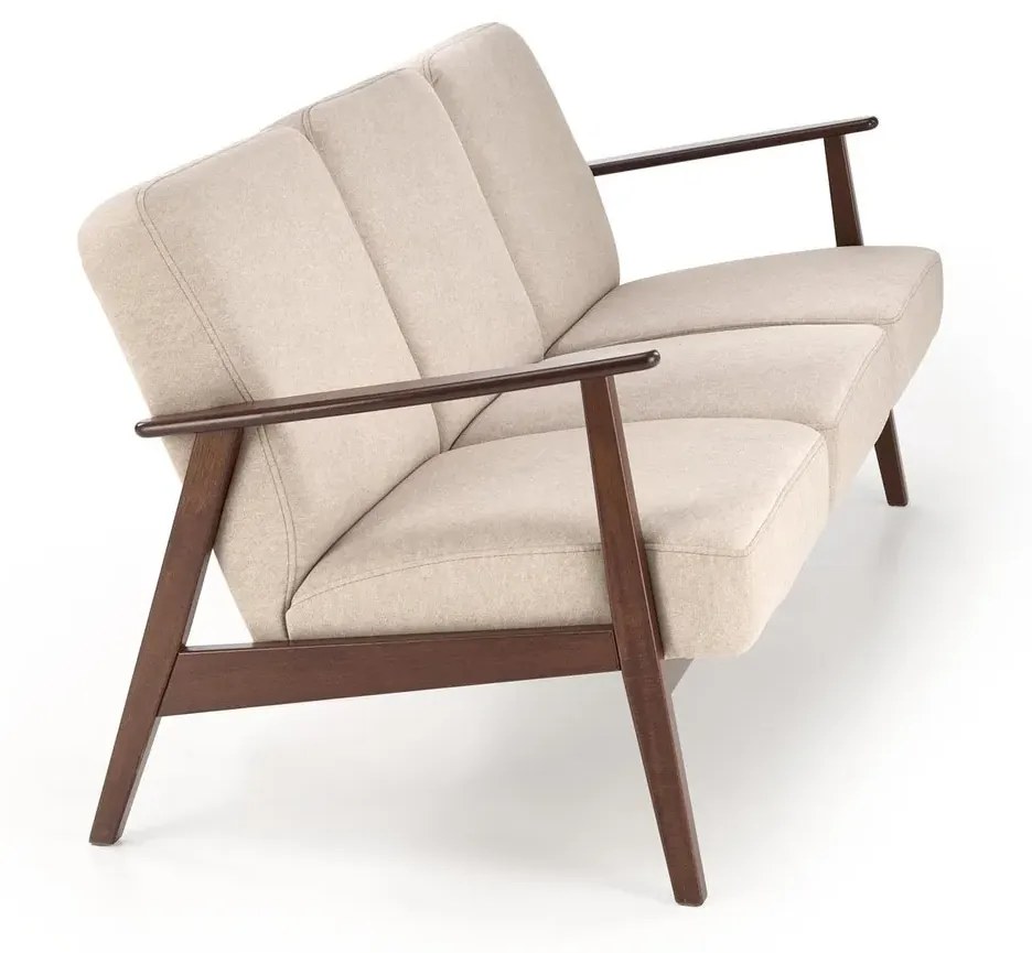 Sofa MILANO 3S beżowa/orzech trzyosobowa HALMAR
