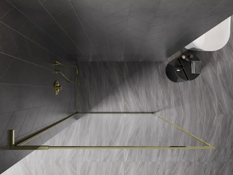 Mexen Kioto-F L ścianka prysznicowa Walk-in z ramką 70 x 202 cm, transparent 8 mm, złota - 800-070-174-50-00