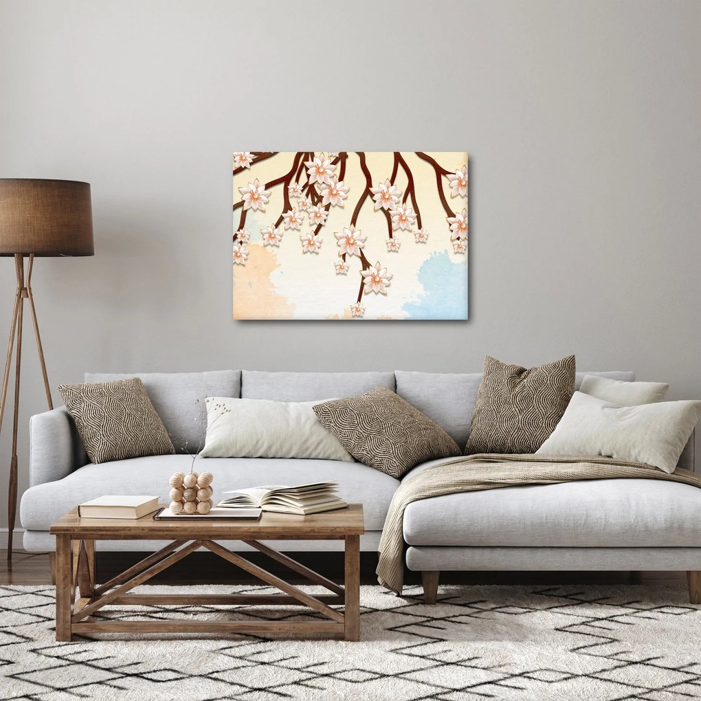 Obraz - Kwiaty na gałęziach, kolorowe (70x50 cm)
