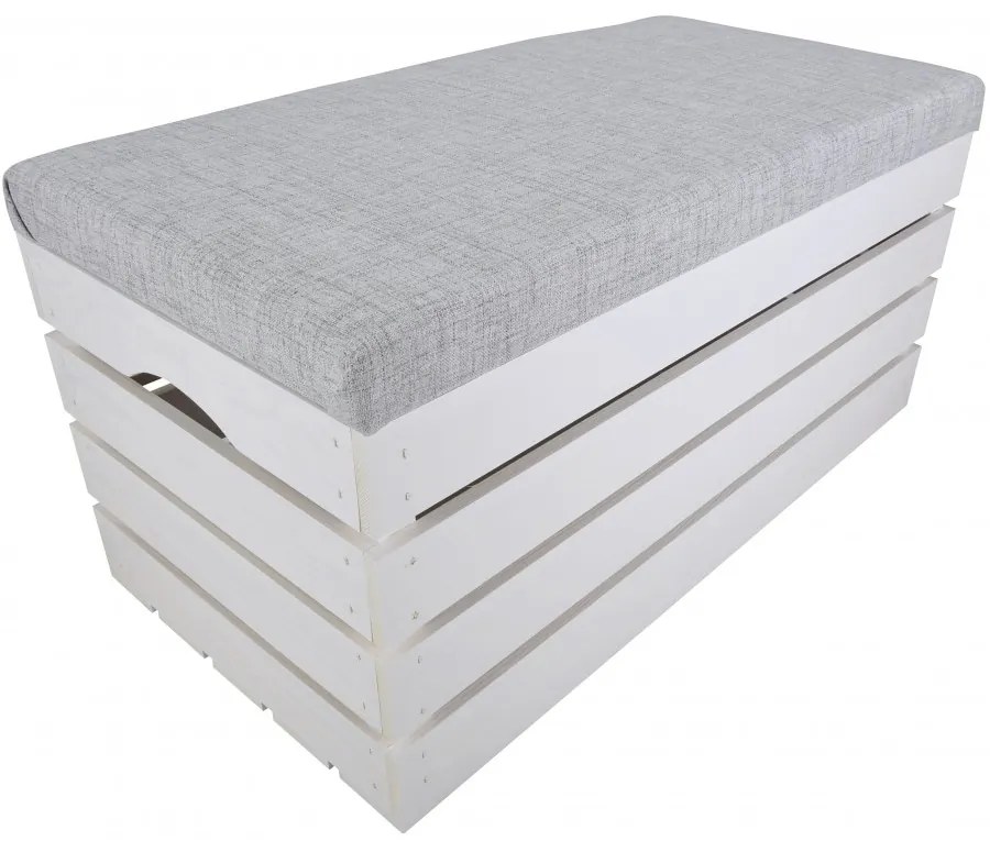 Pufa kufer skrzynia drewniana sosnowa siedzisko 80cm malowana biała