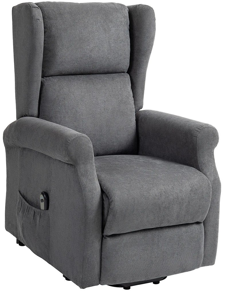 HOMCOM Fotel relaksacyjny z funkcją leżenia i pomocą przy wstawaniu do 200kg ciemnoszary 72,5x94x109cm | Aosom PL