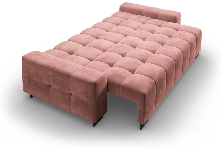 Różowa aksamitna rozkładana sofa ze schowkiem 250 cm Wicklow – Cosmopolitan Design