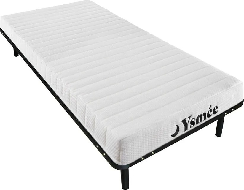 Zestaw rama z żebrowym spodem + 7-strefowy materac z pianki 25kg/m3 STELO KIDS o grub. 12 cm marki Ysmée 90 × 200 cm