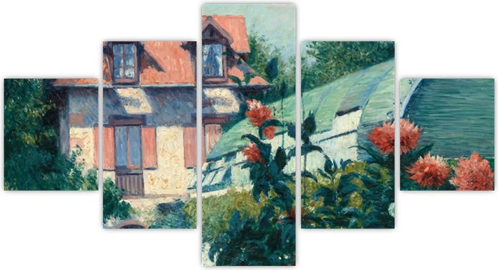 Obraz - Gustave Caillebotte, Dahlias, Garden at Petit Gennevilliers, reprodukcje (125x70 cm)