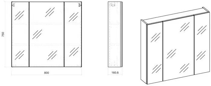 Podwieszana szafka łazienkowa z lustrem B2-K87