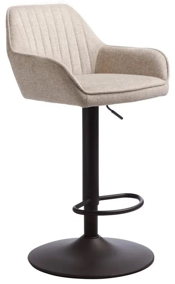 Beżowy tapicerowany hoker z regulowaną wysokością/z podłokietnikami (wysokość siedziska 65 cm) Nolan – Unique Furniture