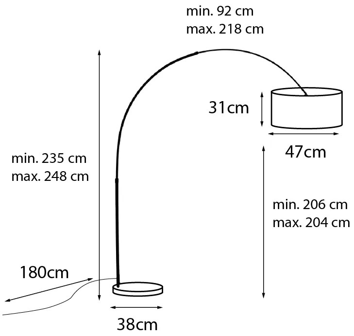 Luk Nowoczesna lampa łukowa podłogowa czarna z podwójnym kloszem czarno-złotym - XXL Nowoczesny Oswietlenie wewnetrzne