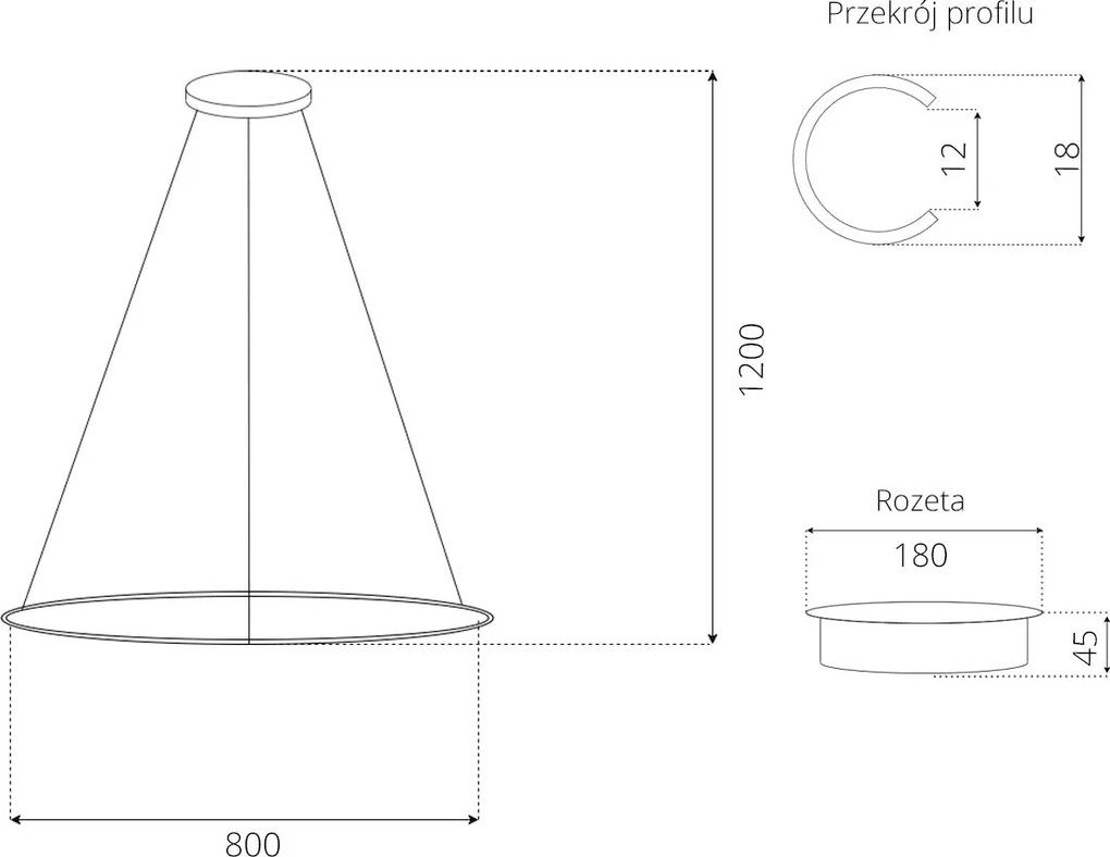 Lampa wisząca pojedynczy ring Ledowe Okręgi No.1 In 80 cm