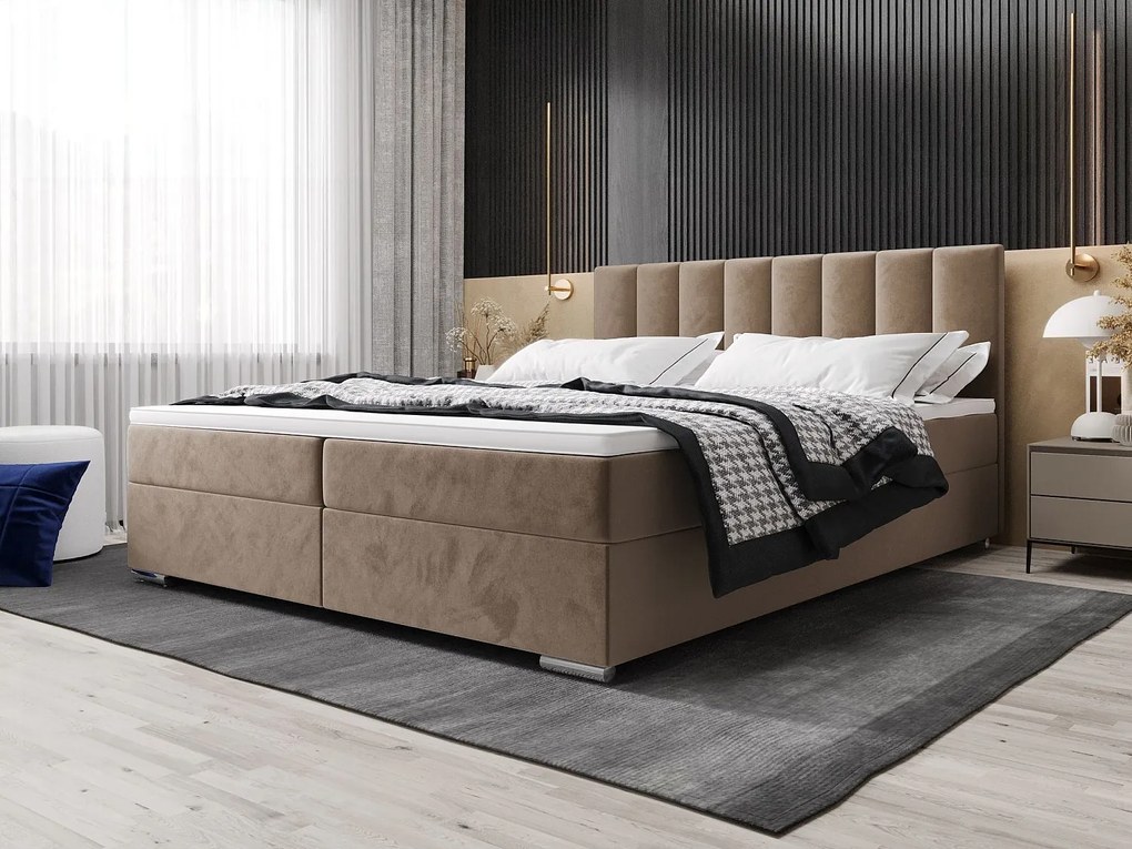 BEDANTE Łóżko kontynentalne ZILANO2 180x200 Itaka 48 Jasny brąz