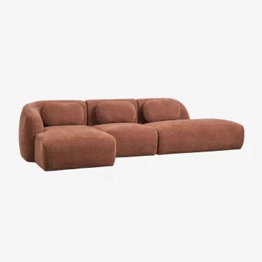 Sofa Modułowy Z Lewym Szezlongiem, 3-częściowy Z Prawym Szezlongiem, Tapicerowany Tkaniną Chenille Coquette Szenila Rdzawy Brąz - Sklum