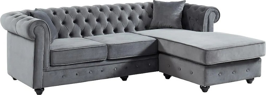 Kanapa narożna TOLEDO w stylu chesterfield, dwustronna – kolor antracytowy