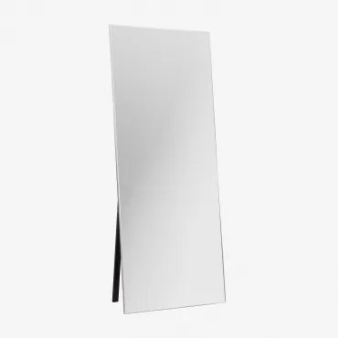Lustro Stojące Prostokątne 80x200 Cm Z Aluminium Ondra Silver & Blk Frame - Sklum