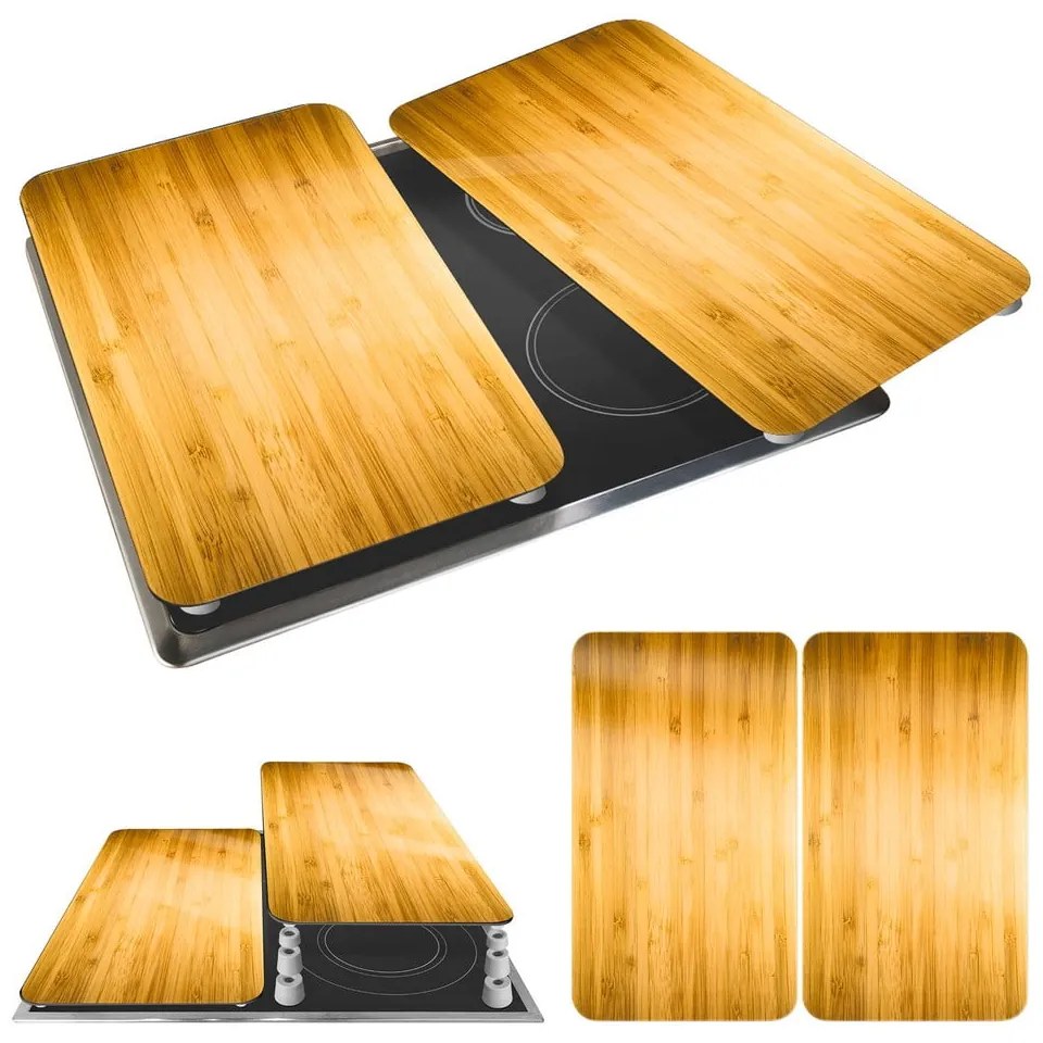 Płyty ochronne na kuchenkę ze szkła hartowanego zestaw 2 szt. 52x30 cm Wooden – Maximex
