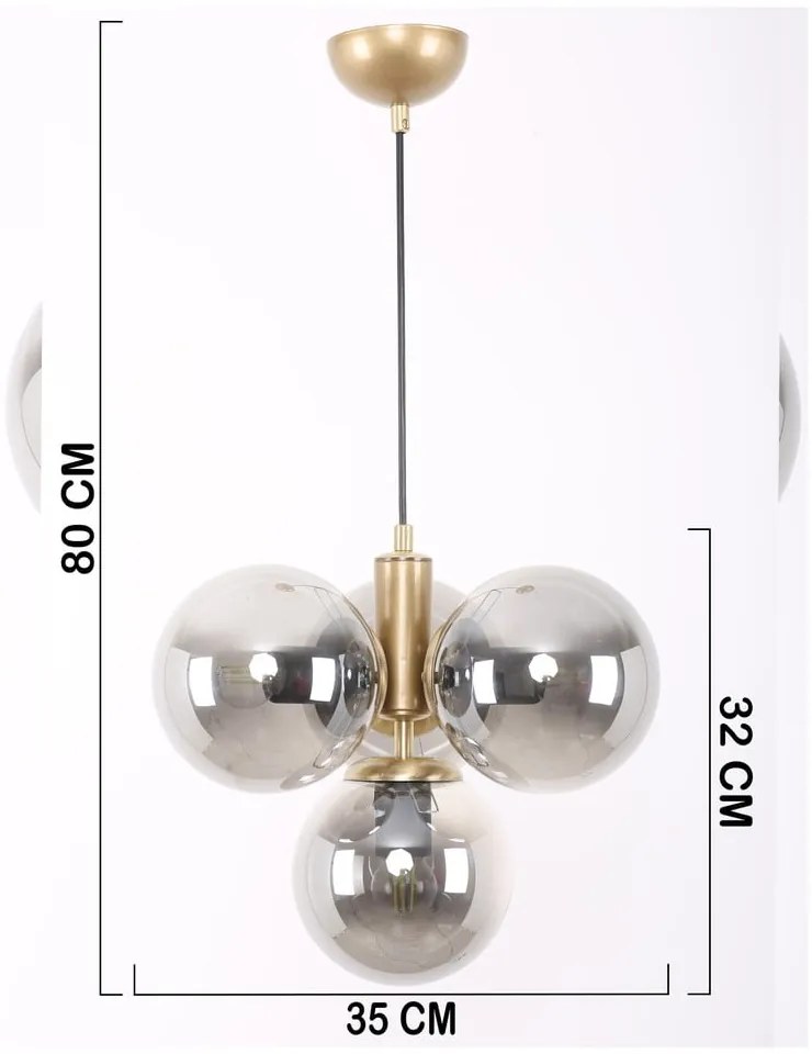 Lampa wisząca w szaro-złotym kolorze ze szklanym kloszem ø 15 cm Hector – Squid Lighting
