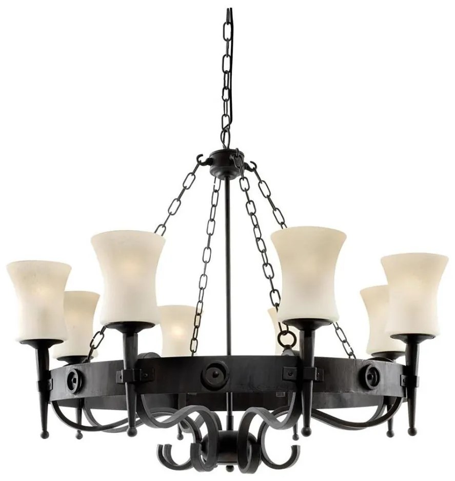 Searchlight 0818-8BK - Żyrandol na łańcuchu CARTWHEEL 8xE27/60W/230V czarny