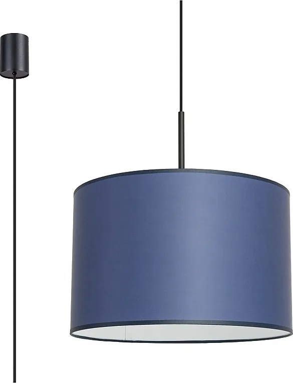 Lampa wisząca minimalistyczny Nevia, PVC - 1 źródło - L.40 x H.137 cm - granatowy/czarny