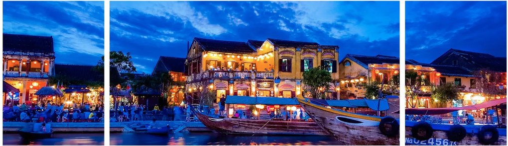 Obraz nocnego miasta Hoi An w Wietnamie (170x50 cm)