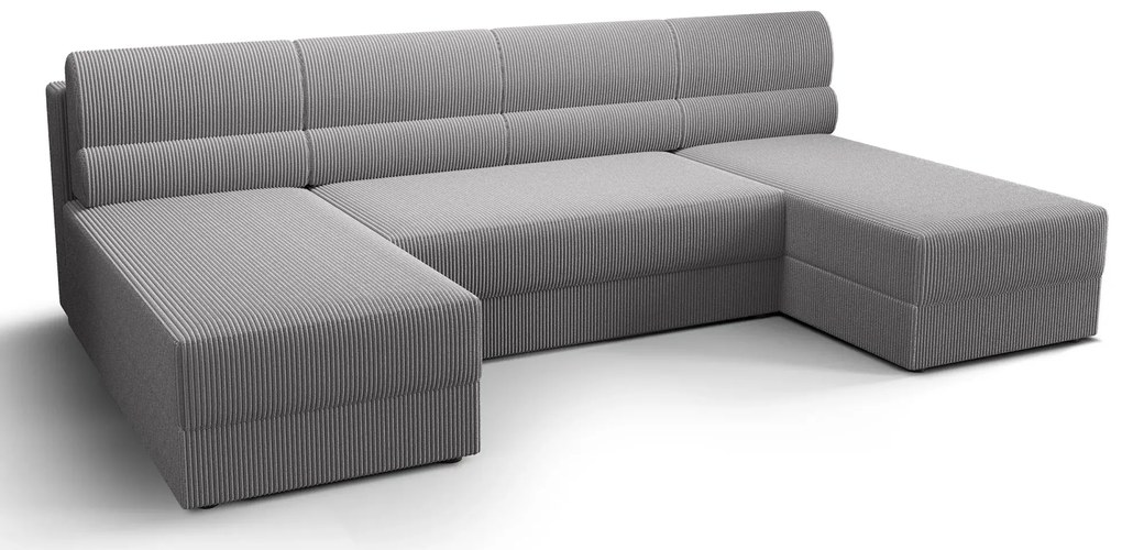 Szary sztruksowy narożnik z pojemnikiem W0-K06