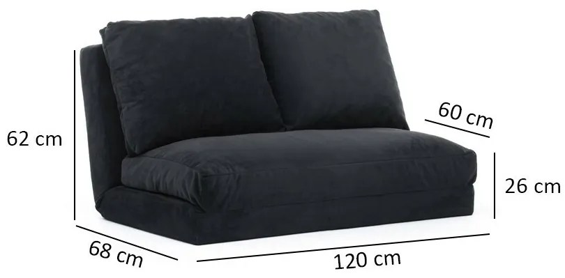 Sofa rozkładana Taida czarna