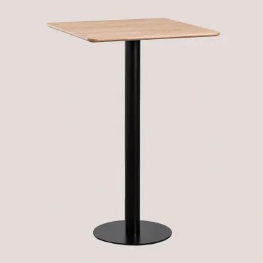 Wysoki Kwadratowy Stół Barowy W Okleinie Jesionowej Frappe ↔︎ 60 Cm & Czarny - Sklum