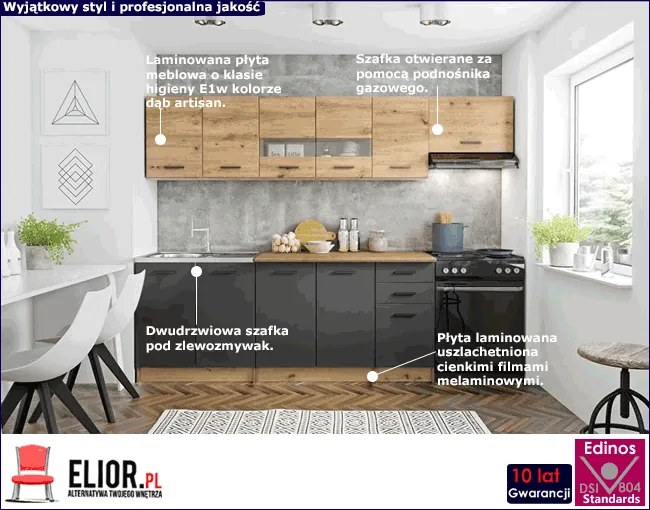 Komplet mebli do kuchni dąb artisan A9-L07