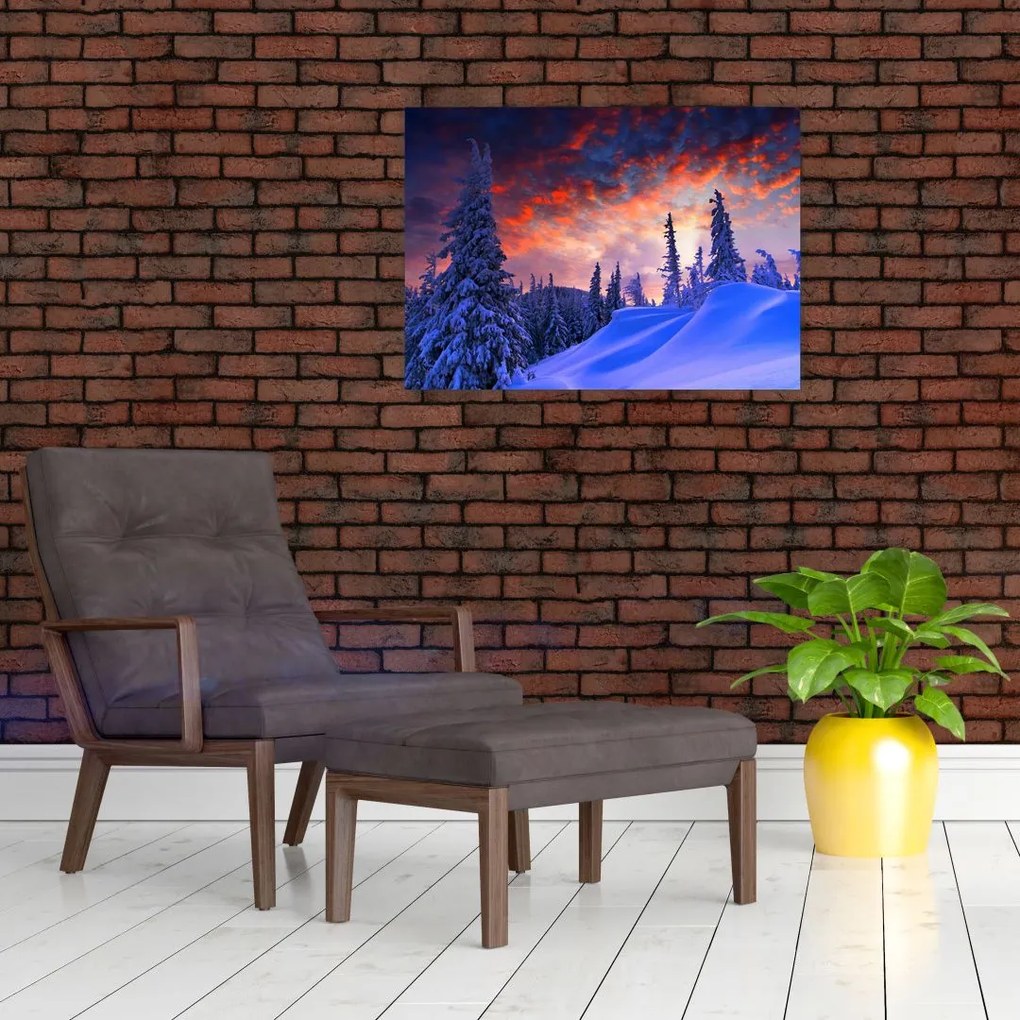 Obraz na szkle - Zimowy zmierzch (70x50 cm)