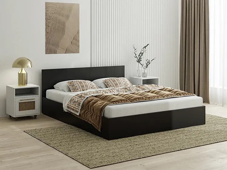Drewniane małżeńskie łóżko ciemny brąz 160x200 N6-C52