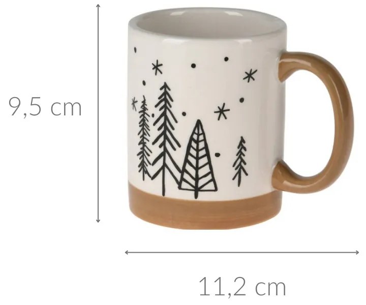 Zimowy kubek z uchem z motywem choinek, 250 ml