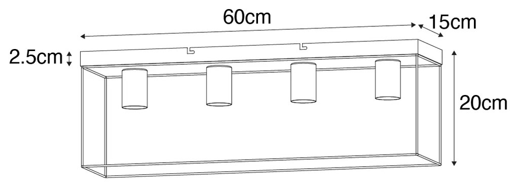 Minimalistyczna lampa sufitowa czarna ze złotem 4-światłowa - Kodi