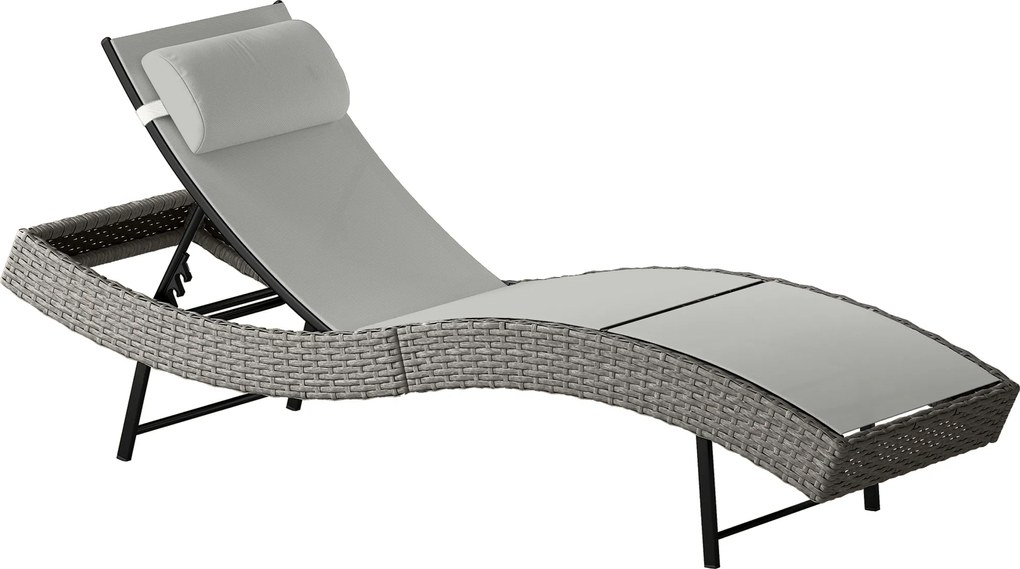 Outsunny Leżak z polirattanu w kształcie litery S, ogrodowy leżak z 5-stopniową regulacją oparcia, zagłówkiem, oddychający, odporny na UV | Aosom PL