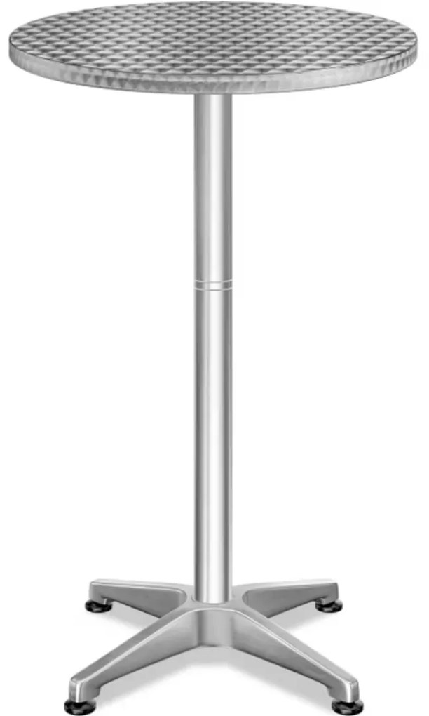 Casaria Regulowany aluminiowy stół barowy NERO Ø60 cm, srebrny