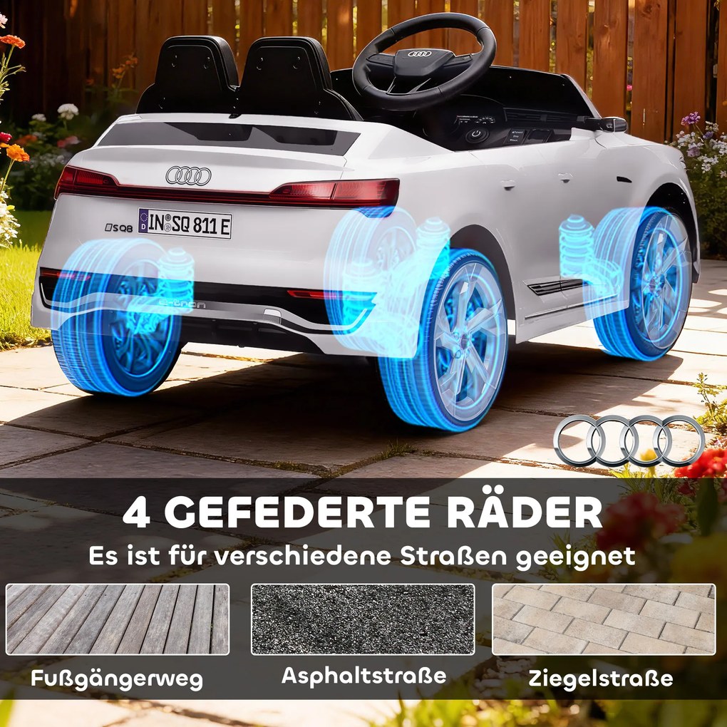 AIYAPLAY Elektryczny Samochód dla Dzieci Audi Q8 12V, Sterowanie Pilotem, Światła, Muzyka, Biały