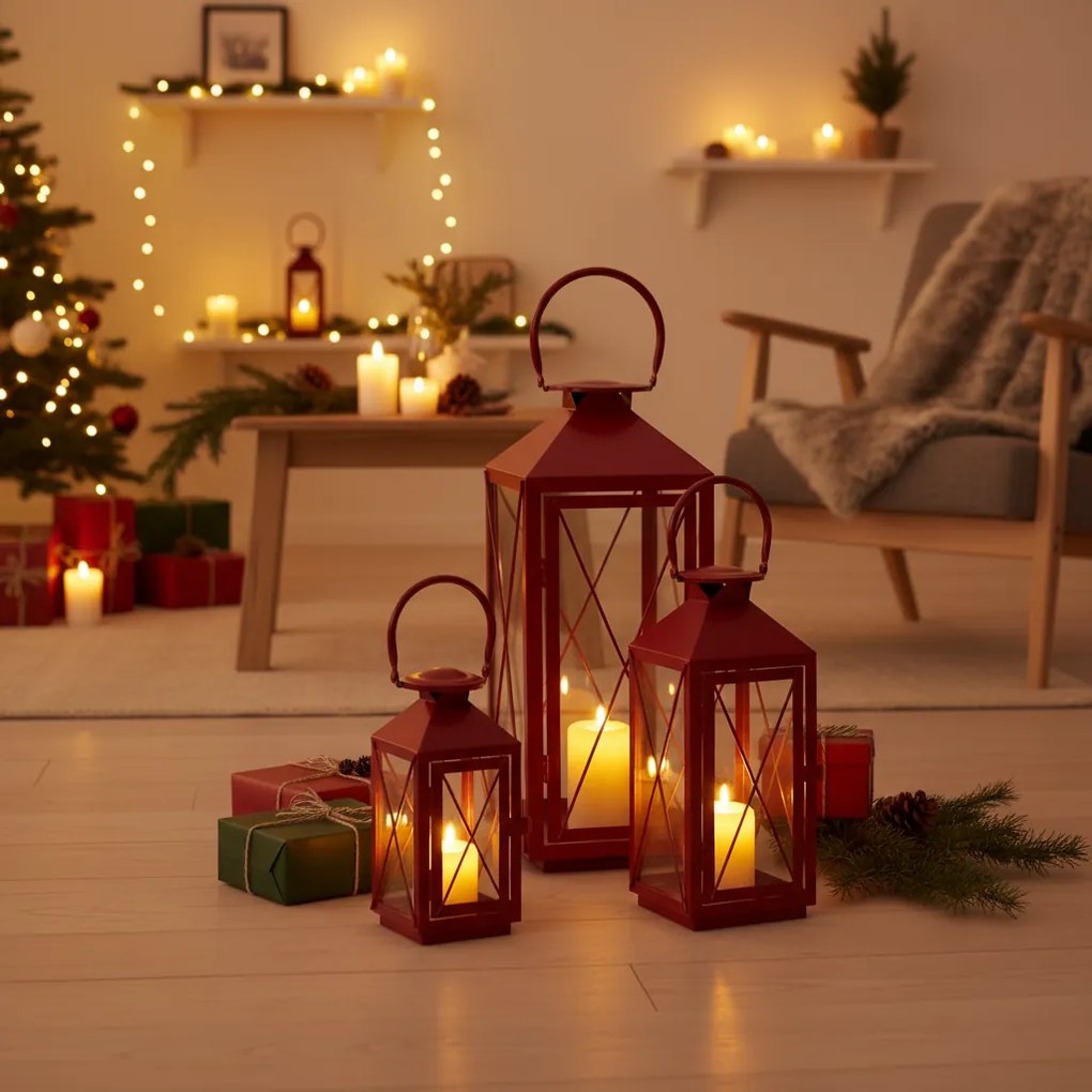 Zestaw metalowych lampionów, 3 szt.