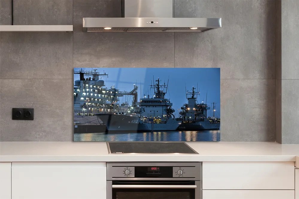 Szkło do Kuchni na Ścianę Statki na Morzu pod Niebem