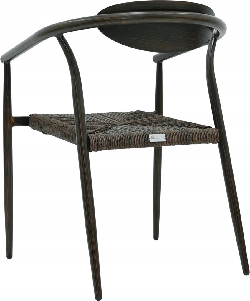 Krzesło Ogrodowe Ciemny brąz 56x61x75 cm Aluminium Plecione Brązowe Sznurki