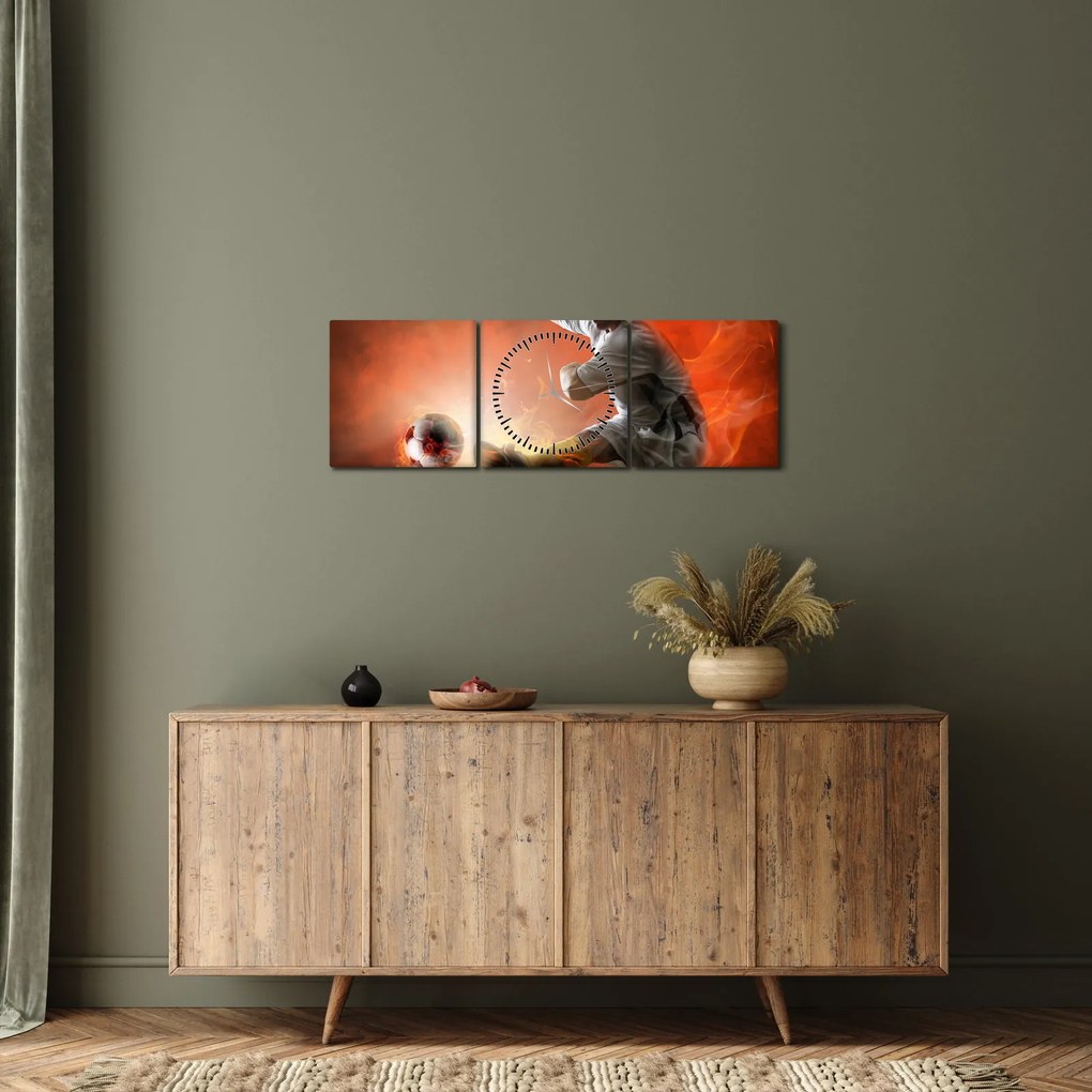 Obraz - Piłkarz (z zegarem) (90x30 cm)