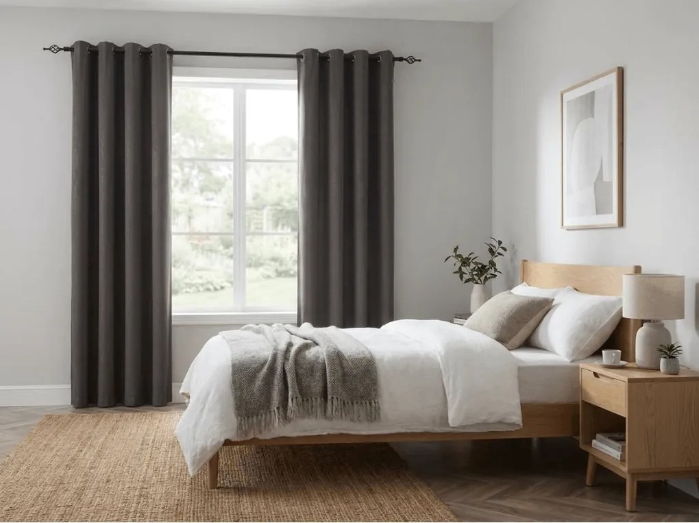 Zasłona zaciemniająca DUNES VELVET 140x250 cm, ciemnoszara Zawieszanie: Metalowe pierścienie
