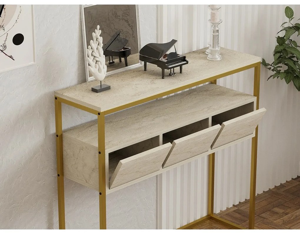 Stolik do odkładania Guarda Travertine and Gold
