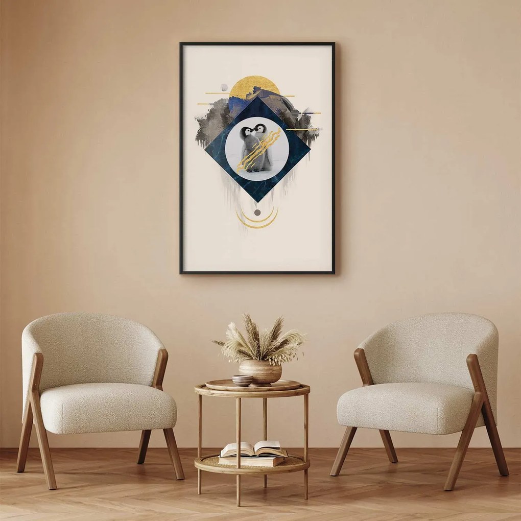 Plakat Para pingwinów 60x90 cm z ramą czarną bez marginesu ARTGEIST B